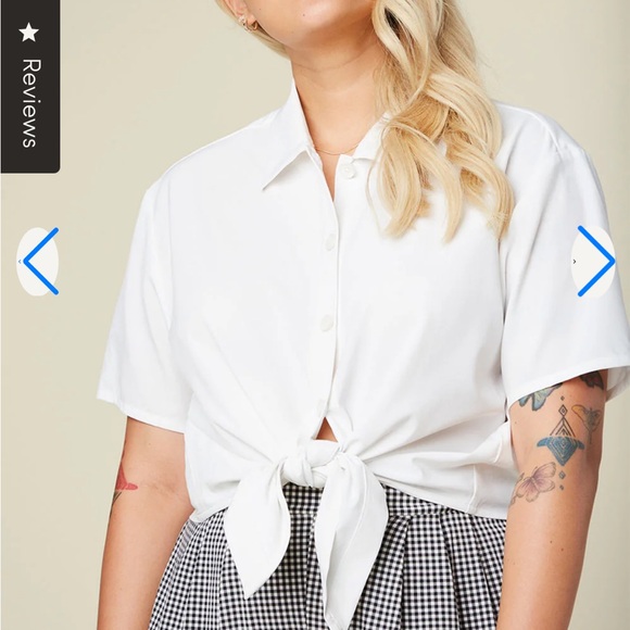 Wayre - Tie Front Button Up Crop - Milk - Picture 6 of 6